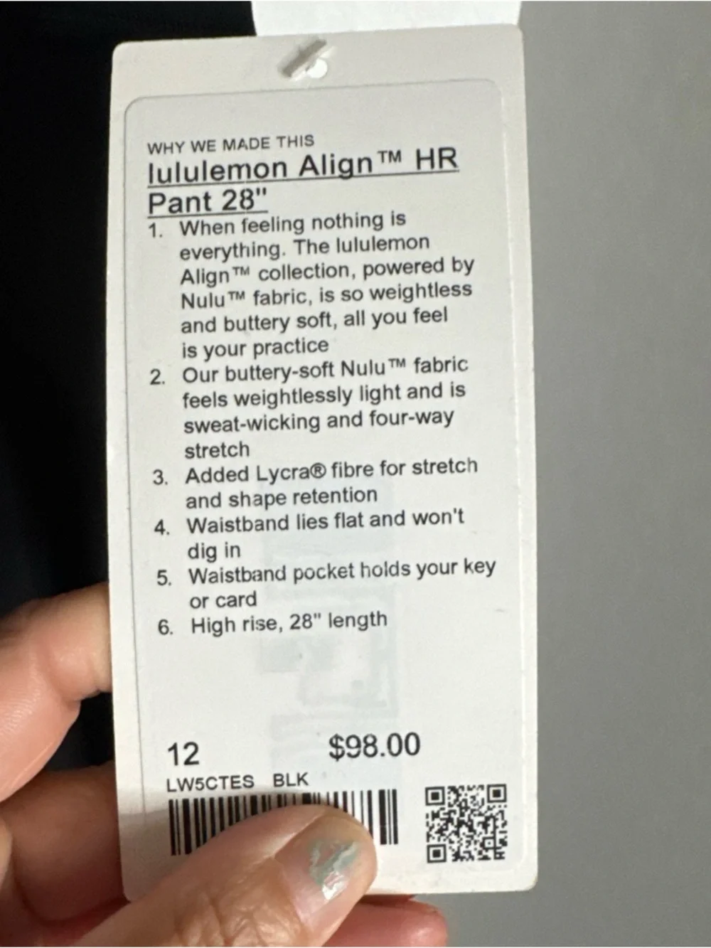 Lululemon Leggings Align High Rise Pant 28” Black NEW Size 12 - Picture 7 of 7